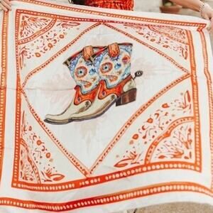 Cream Western Boots Print Wild Rag Scarf